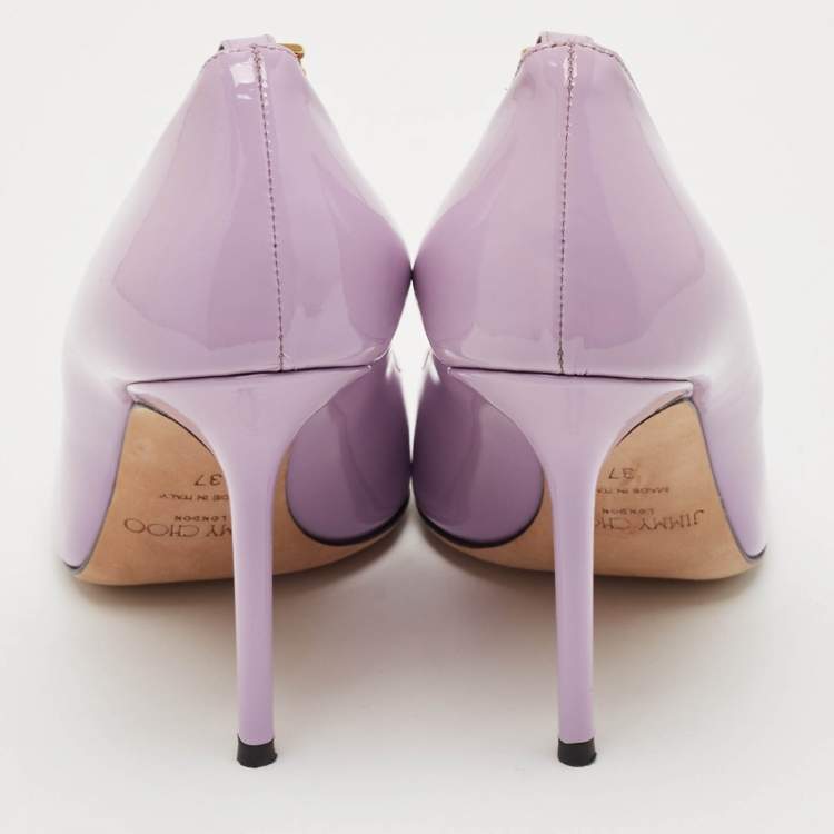 Pre Owned Jimmy Choo Lavender Patent Leather Talura Pumps Size 37