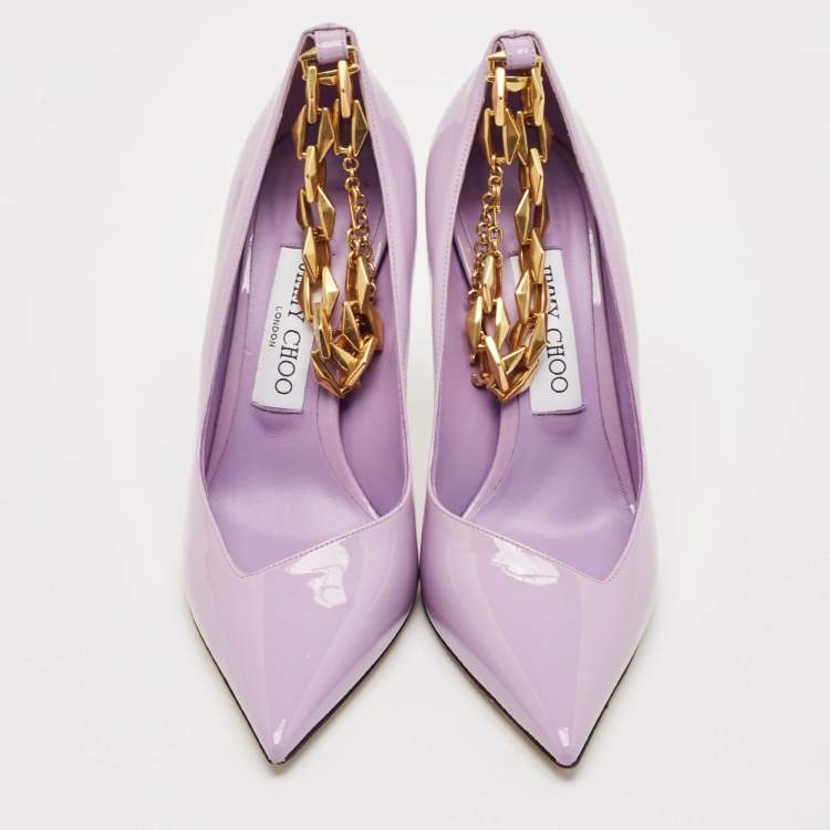 Pre Owned Jimmy Choo Lavender Patent Leather Talura Pumps Size 37