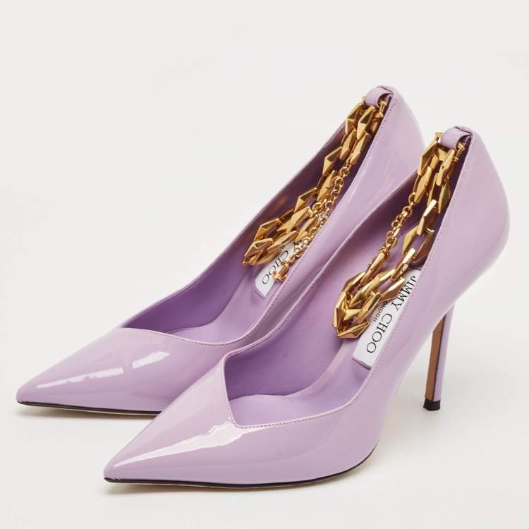 Pre Owned Jimmy Choo Lavender Patent Leather Talura Pumps Size 37