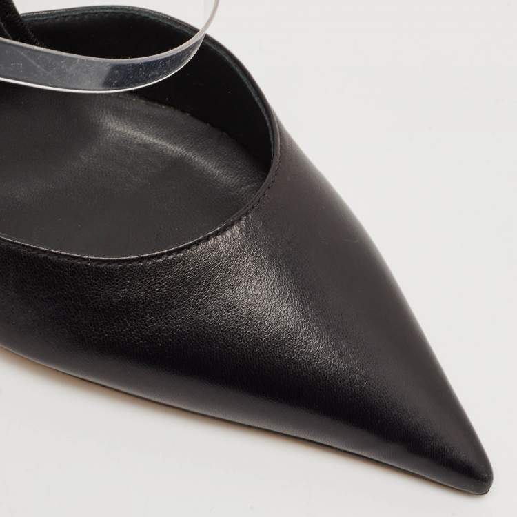 Pre Owned Jimmy Choo Black Leather and PVC Dreece Pumps Size 39