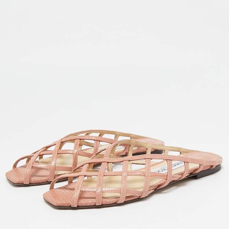 Pre Owned Jimmy Choo Pink Leather Sai Flat Sandals Size 36