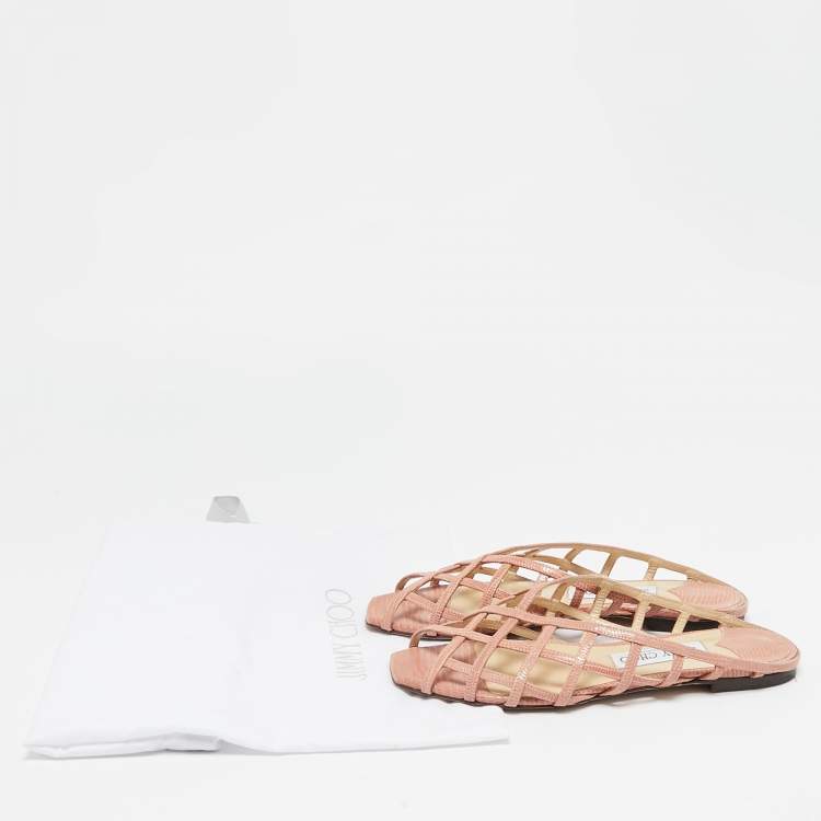 Pre Owned Jimmy Choo Pink Leather Sai Flat Sandals Size 36