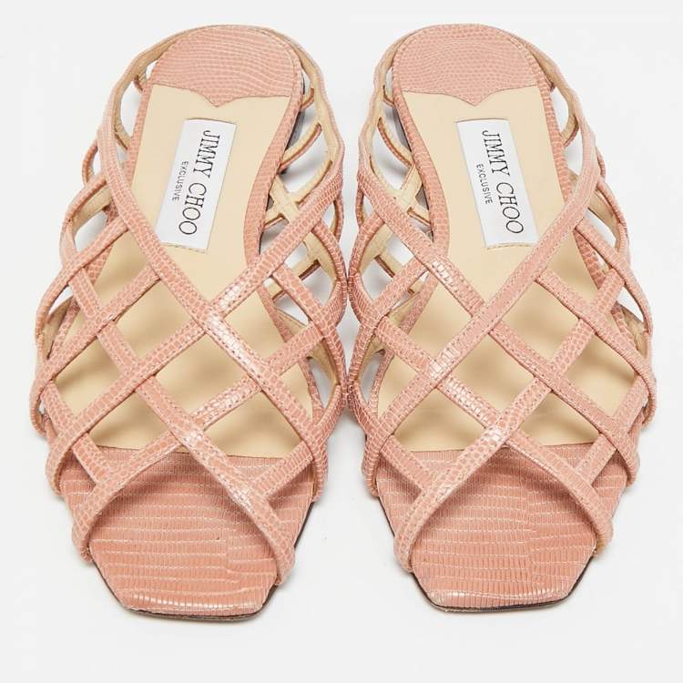 Pre Owned Jimmy Choo Pink Leather Sai Flat Sandals Size 36