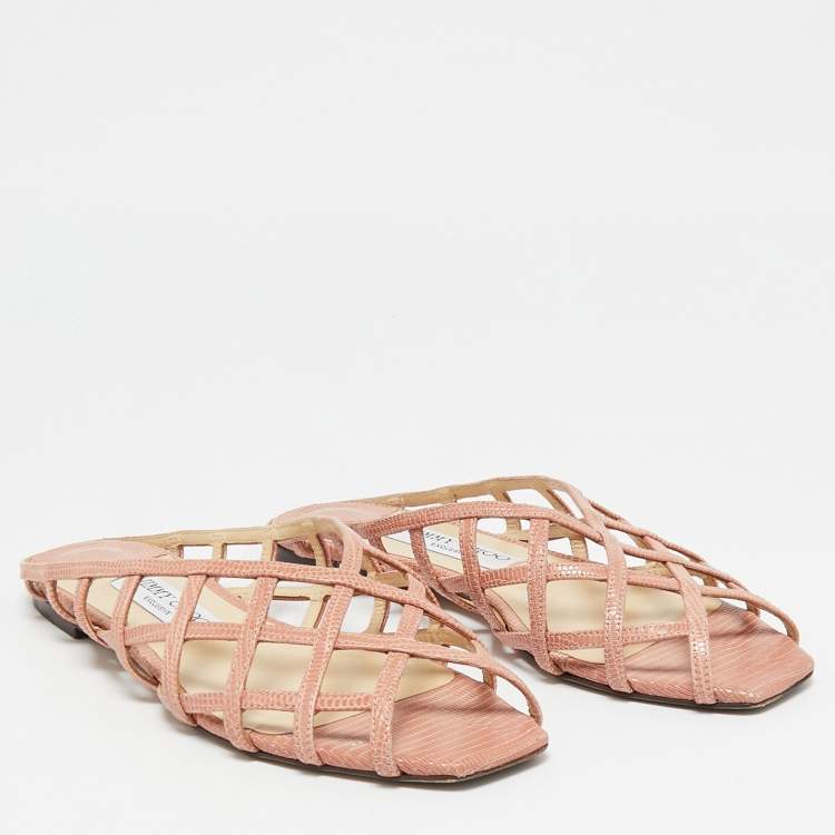 Pre Owned Jimmy Choo Pink Leather Sai Flat Sandals Size 36