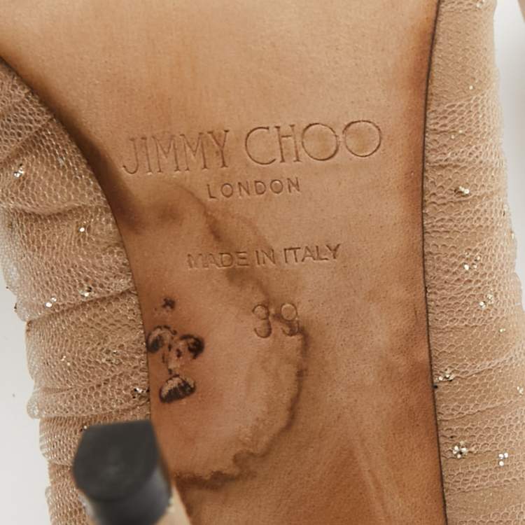 Pre Owned Jimmy Choo Beige Mesh and Suede Lavish Pumps Size 39