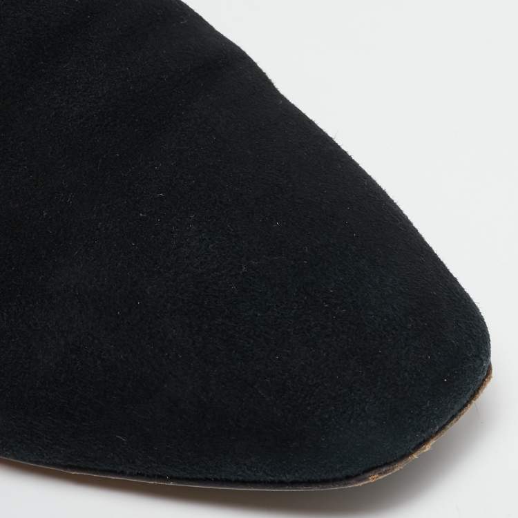 Pre Owned Jimmy Choo Black Suede Slip On Loafers Size 37