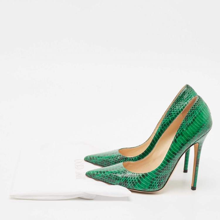 Pre Owned Jimmy Choo Green Python Leather Anouk Pumps Size 39