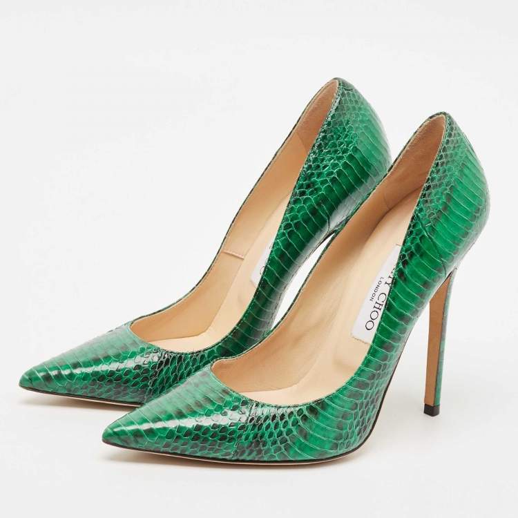 Pre Owned Jimmy Choo Green Python Leather Anouk Pumps Size 39