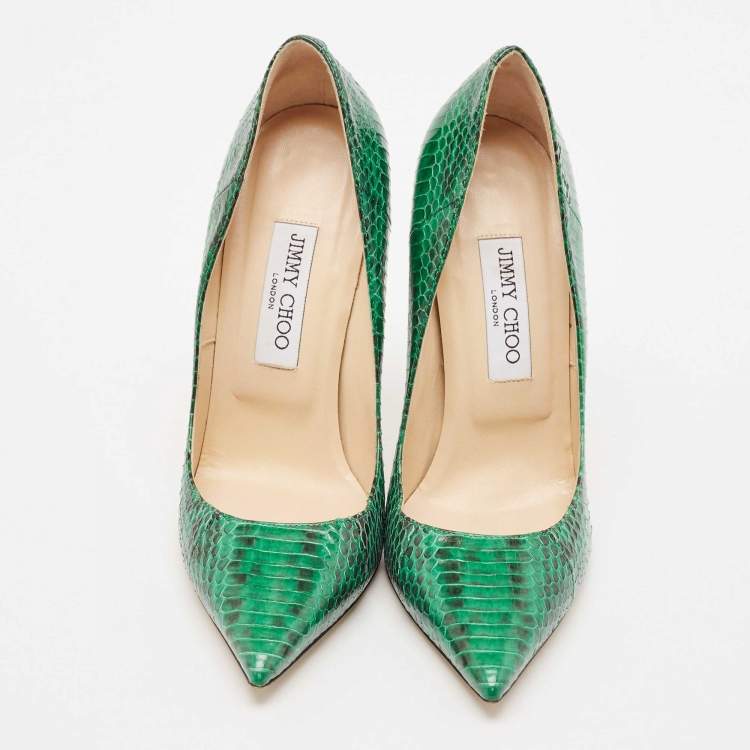 Pre Owned Jimmy Choo Green Python Leather Anouk Pumps Size 39