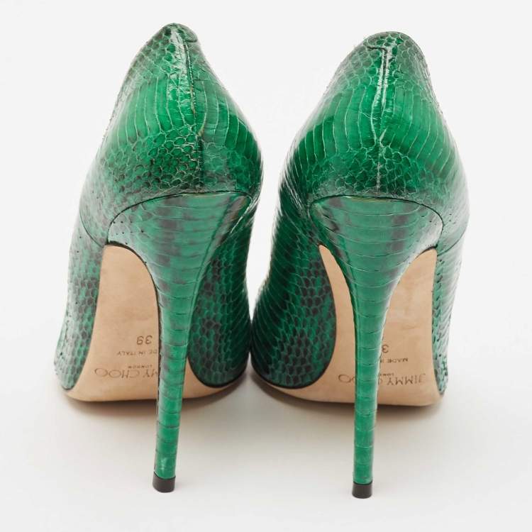 Pre Owned Jimmy Choo Green Python Leather Anouk Pumps Size 39