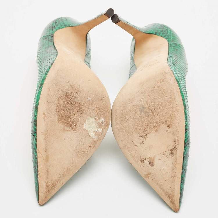 Pre Owned Jimmy Choo Green Python Leather Anouk Pumps Size 39