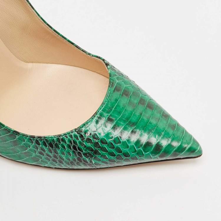 Pre Owned Jimmy Choo Green Python Leather Anouk Pumps Size 39
