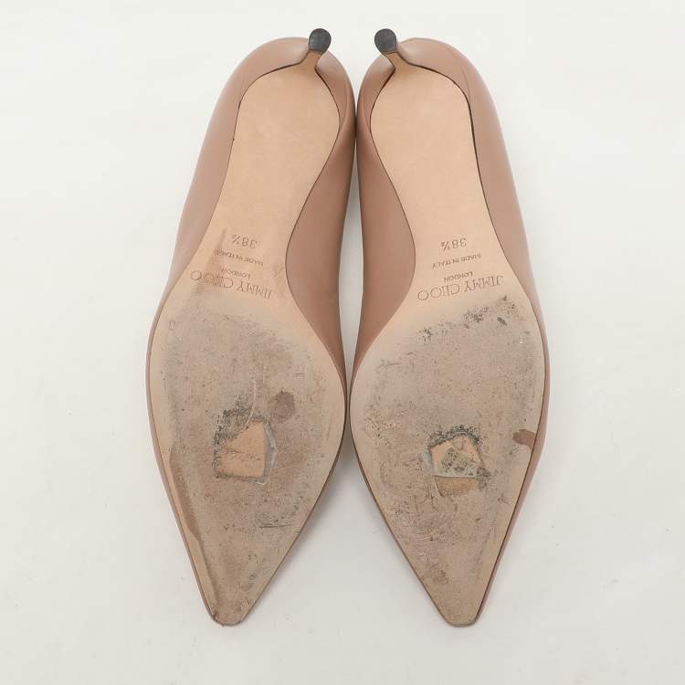 Pre Owned Jimmy Choo Beige Leather Romy Pumps Size 38.5