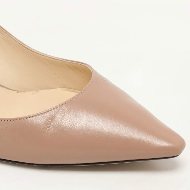 Pre Owned Jimmy Choo Beige Leather Romy Pumps Size 38.5
