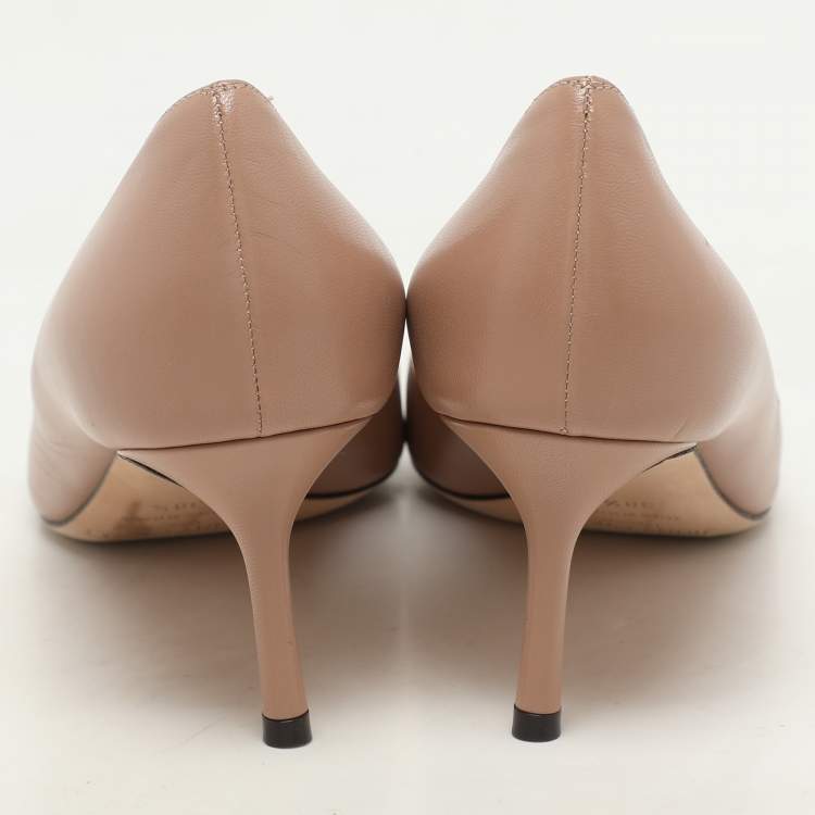 Pre Owned Jimmy Choo Beige Leather Romy Pumps Size 38.5
