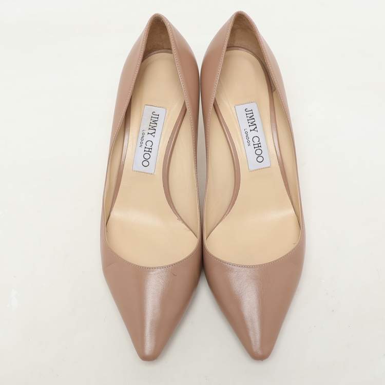 Pre Owned Jimmy Choo Beige Leather Romy Pumps Size 38.5