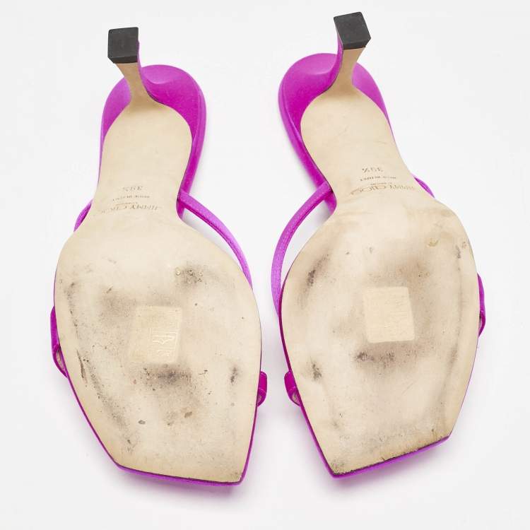 Pre Owned Jimmy Choo Pink Satin Maelie Thong Sandals Size 39.5