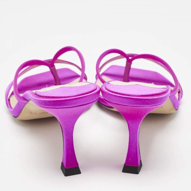 Pre Owned Jimmy Choo Pink Satin Maelie Thong Sandals Size 39.5