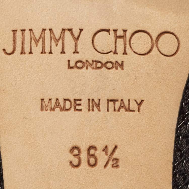 Pre Owned Jimmy Choo Black Mesh Peep Toe Pumps Size 36.5