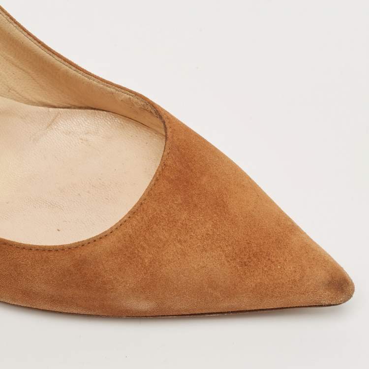 Pre Owned Jimmy Choo Tan Suede Agnes Pumps Size 37