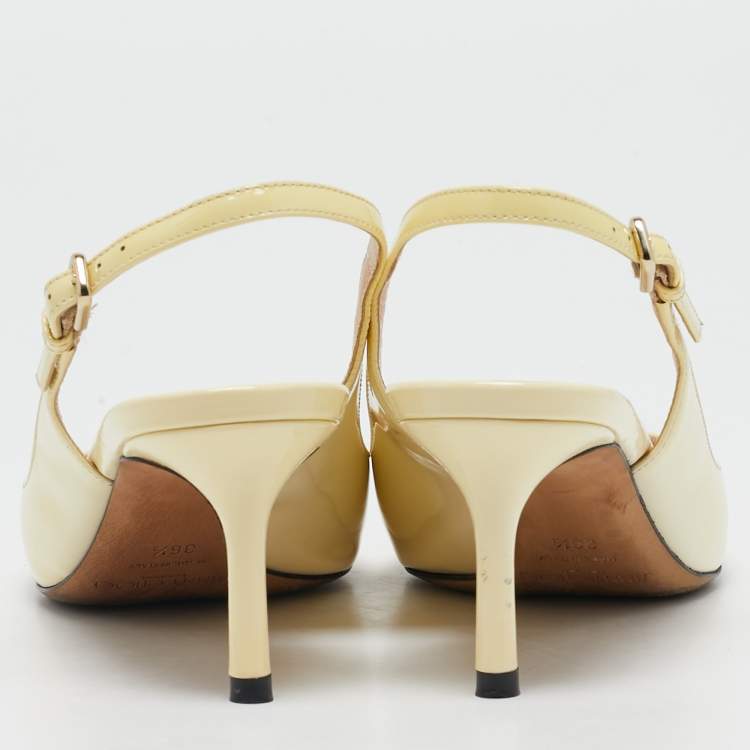 Pre Owned Jimmy Choo Cream Leather Erin Slingback Pumps Size 36.5