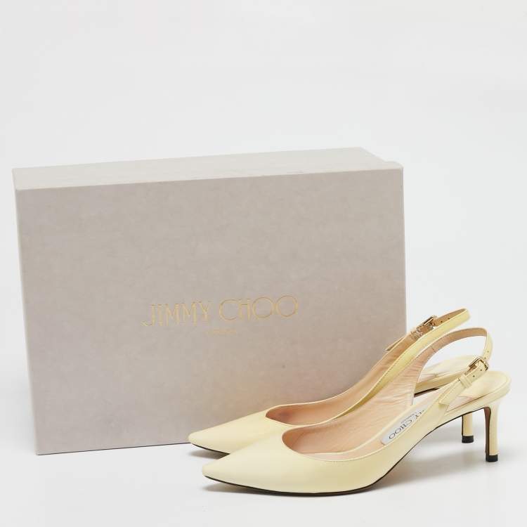 Pre Owned Jimmy Choo Cream Leather Erin Slingback Pumps Size 36.5