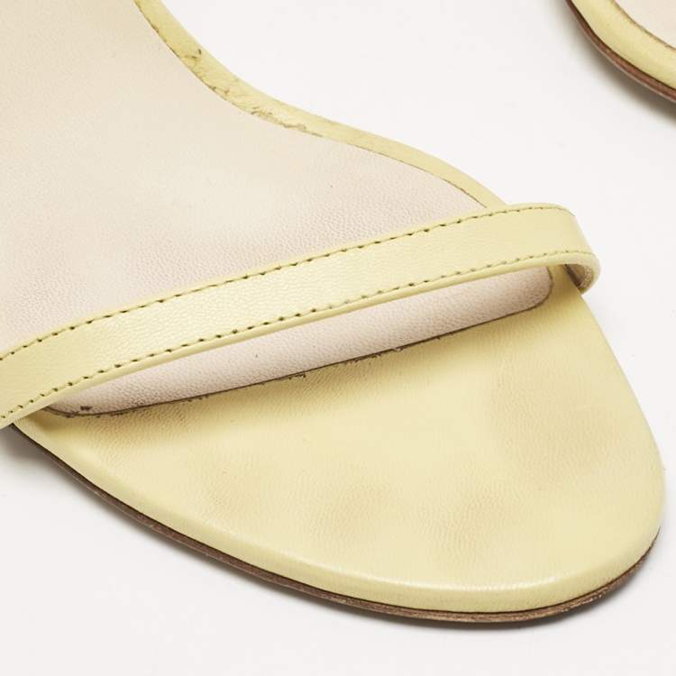Pre Owned Jimmy Choo Yellow Leather Minny Ankle Strap Sandals Size 40