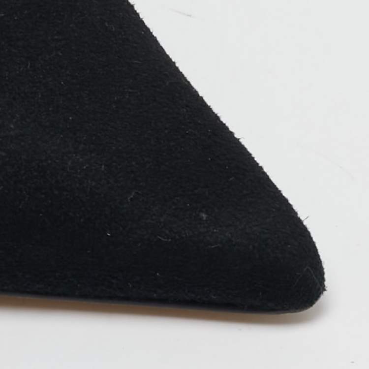 Pre Owned Jimmy Choo Black Suede And Patent Leather Addison Pointed Toe Pumps Size 37.5