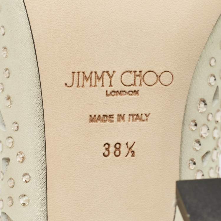 Pre Owned Jimmy Choo Gold Perforated Suede Ziri Pumps Size 38.5