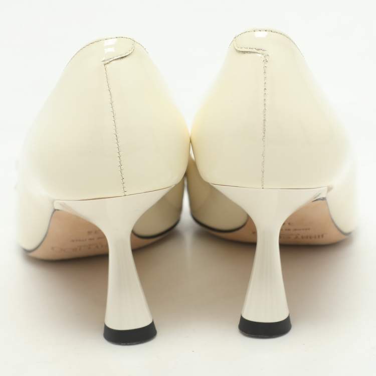 Pre Owned Jimmy Choo White Patent Leather Rosalie Pumps Size 34