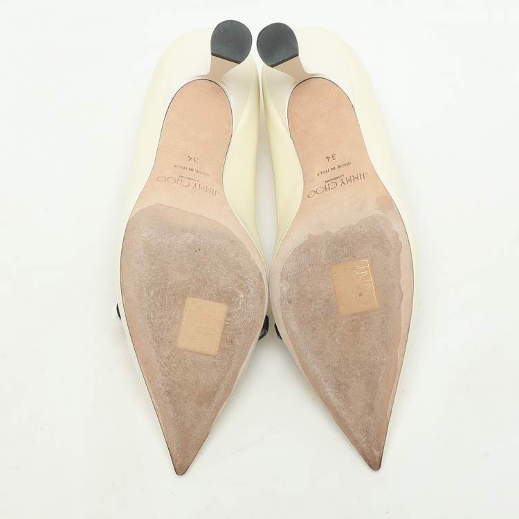 Pre Owned Jimmy Choo White Patent Leather Rosalie Pumps Size 34