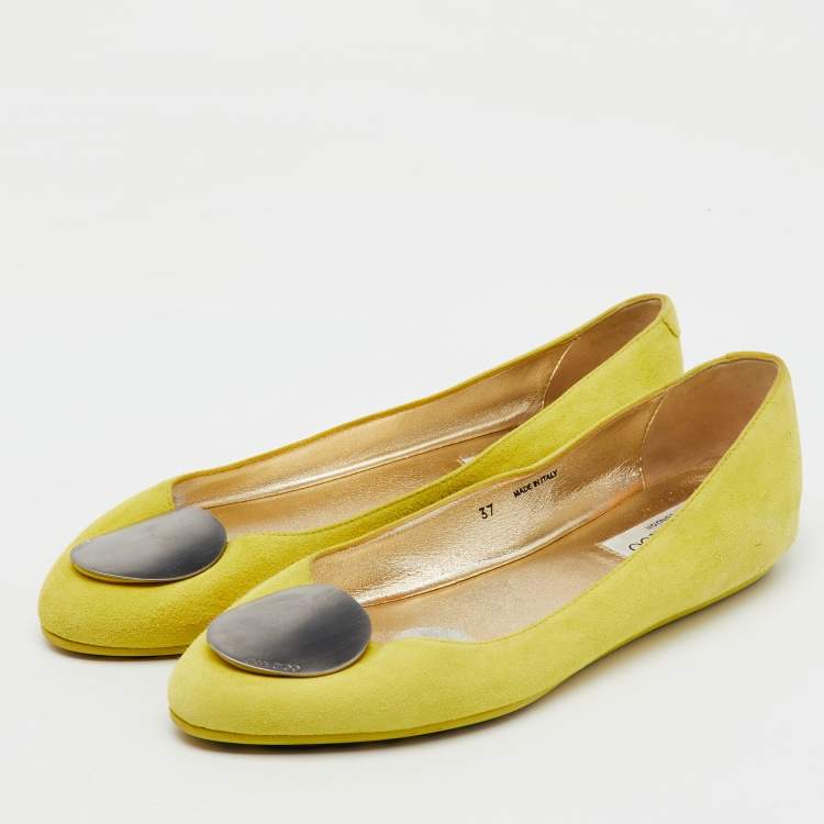 Pre Owned Jimmy Choo Yellow Suede Wray Ballet Flats Size 37