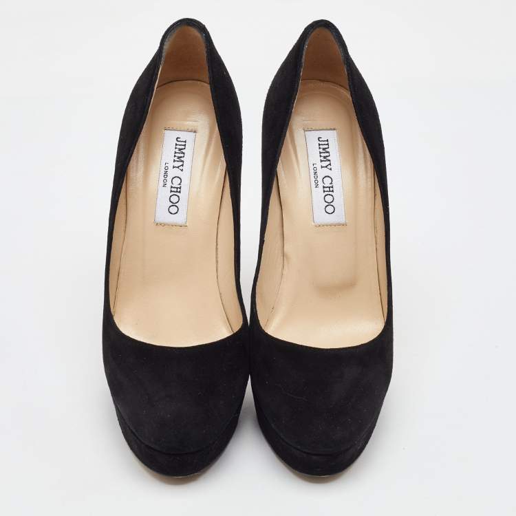 Pre Owned Jimmy Choo Black Suede Alex Platform Pumps Size 38