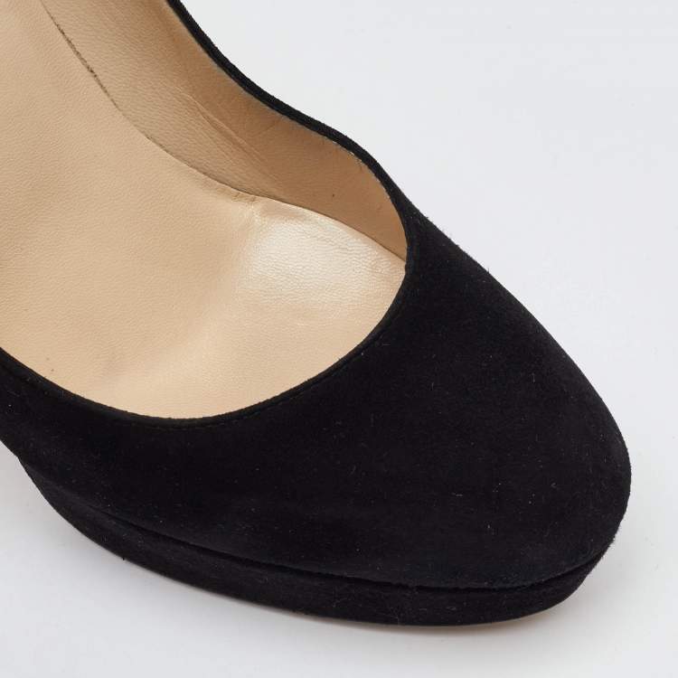 Pre Owned Jimmy Choo Black Suede Alex Platform Pumps Size 38