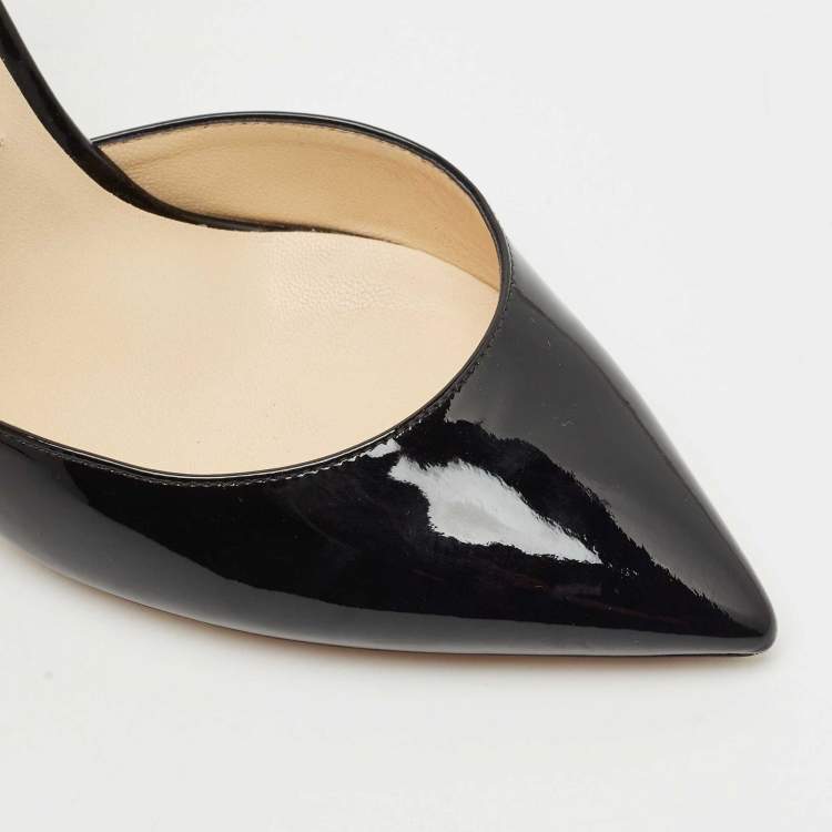 Pre Owned Jimmy Choo Black Patent Leather Addison Pointed Toe D'orsay Pumps Size 38.5