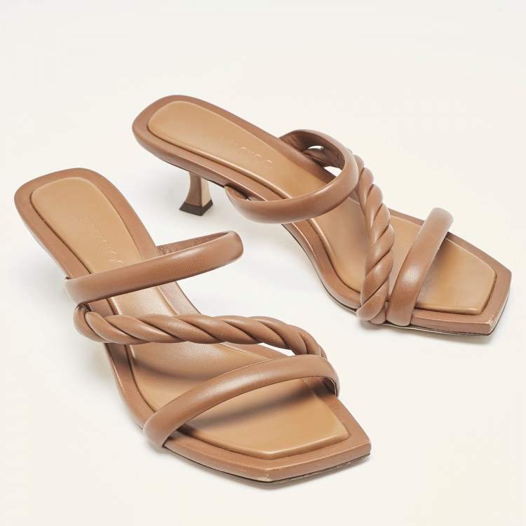 Pre Owned Jimmy Choo Brown Leather Diosa Slide Sandals Size 39