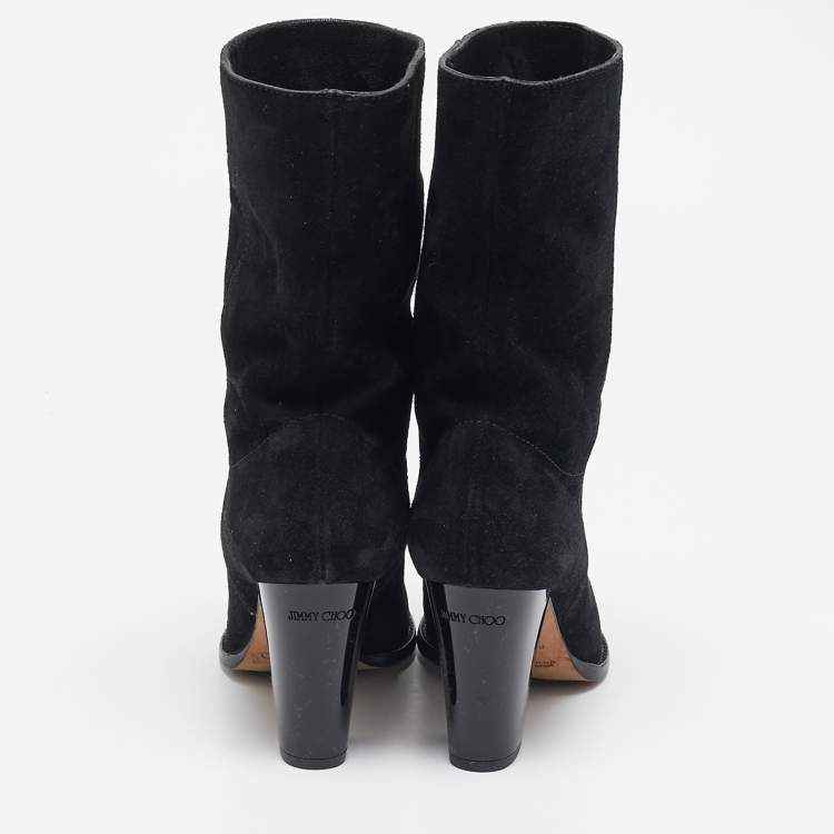 Pre Owned Jimmy Choo Black Suede Ankle Boots Size 36