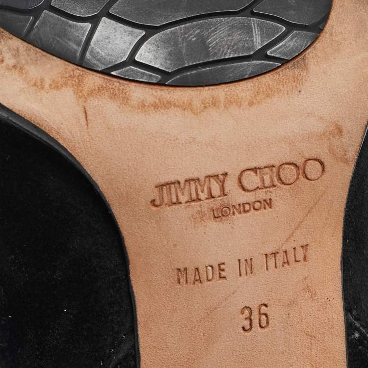 Pre Owned Jimmy Choo Black Suede Ankle Boots Size 36
