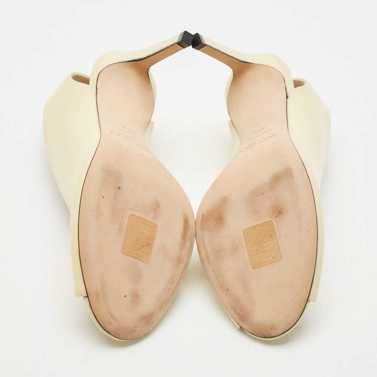 Pre Owned Jimmy Choo Cream Leather Shar Slingback Pumps Size 36.5