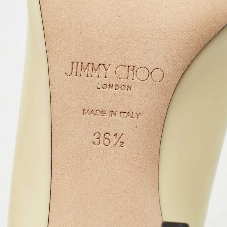 Pre Owned Jimmy Choo Cream Leather Shar Slingback Pumps Size 36.5
