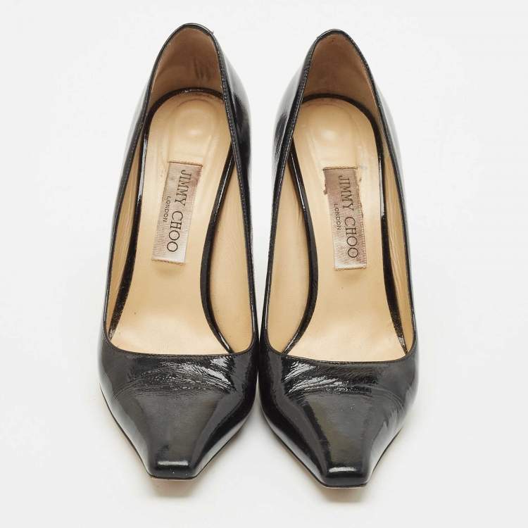 Pre Owned Jimmy Choo Black Patent Leather Square Toe Pumps Size 39