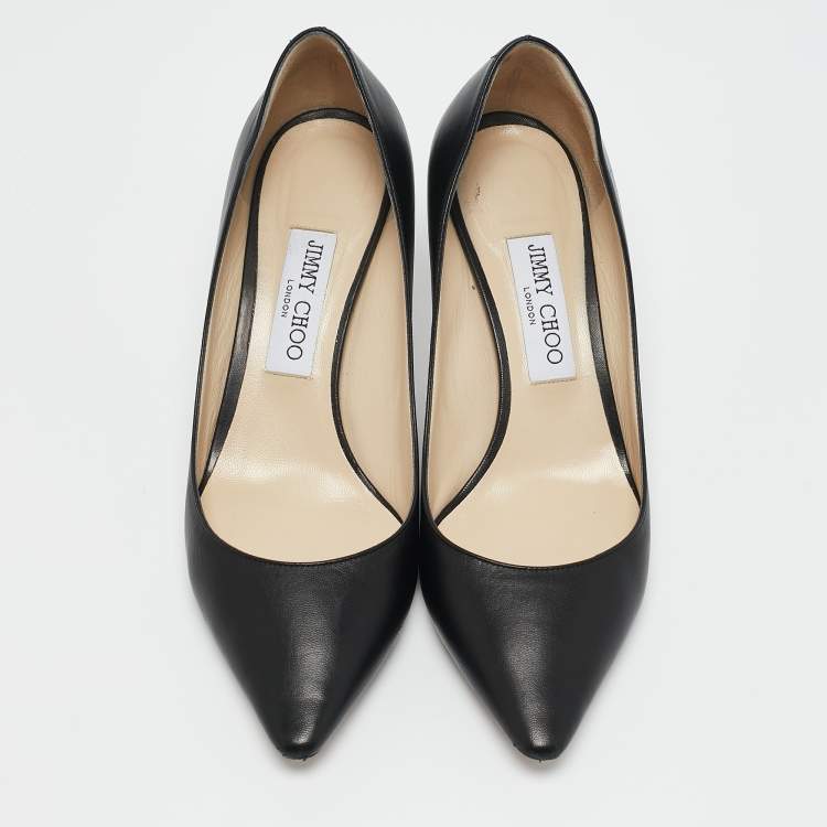 Pre Owned Jimmy Choo Black Leather Romy Pointed Toe Pumps Size 39