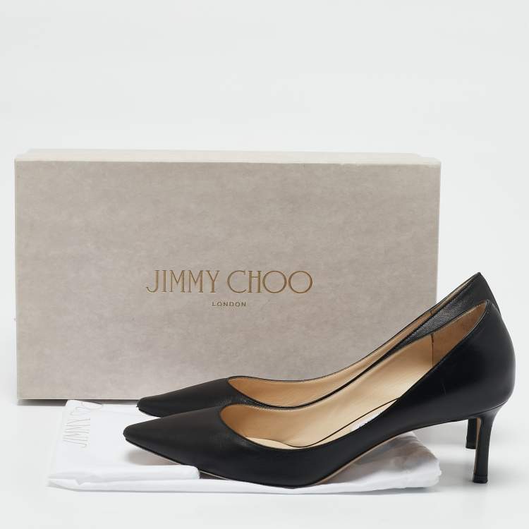 Pre Owned Jimmy Choo Black Leather Romy Pointed Toe Pumps Size 39