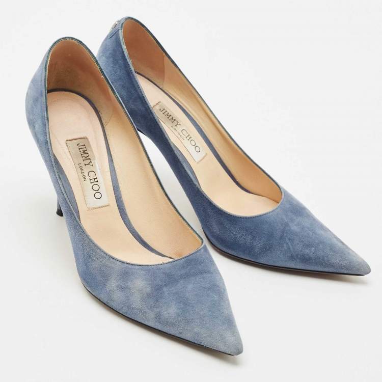 Pre Owned Jimmy Choo Blue Suede Love Pointed Toe Pumps Size 39