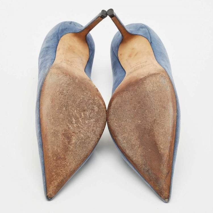Pre Owned Jimmy Choo Blue Suede Love Pointed Toe Pumps Size 39