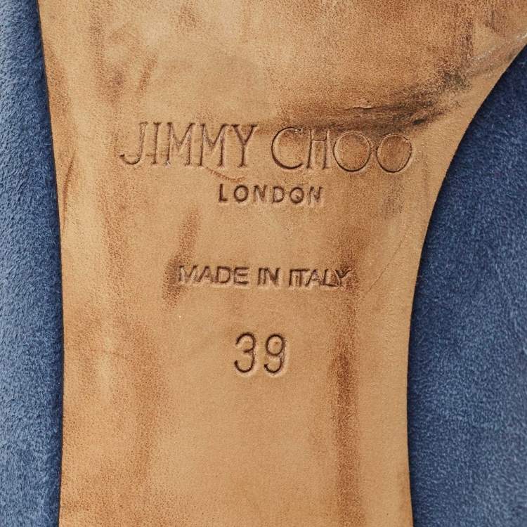 Pre Owned Jimmy Choo Blue Suede Love Pointed Toe Pumps Size 39