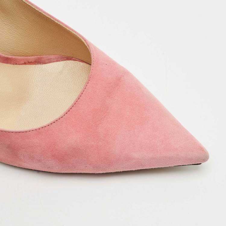 Pre Owned Jimmy Choo Pink Suede Love Pointed Toe Pumps Size 39.5