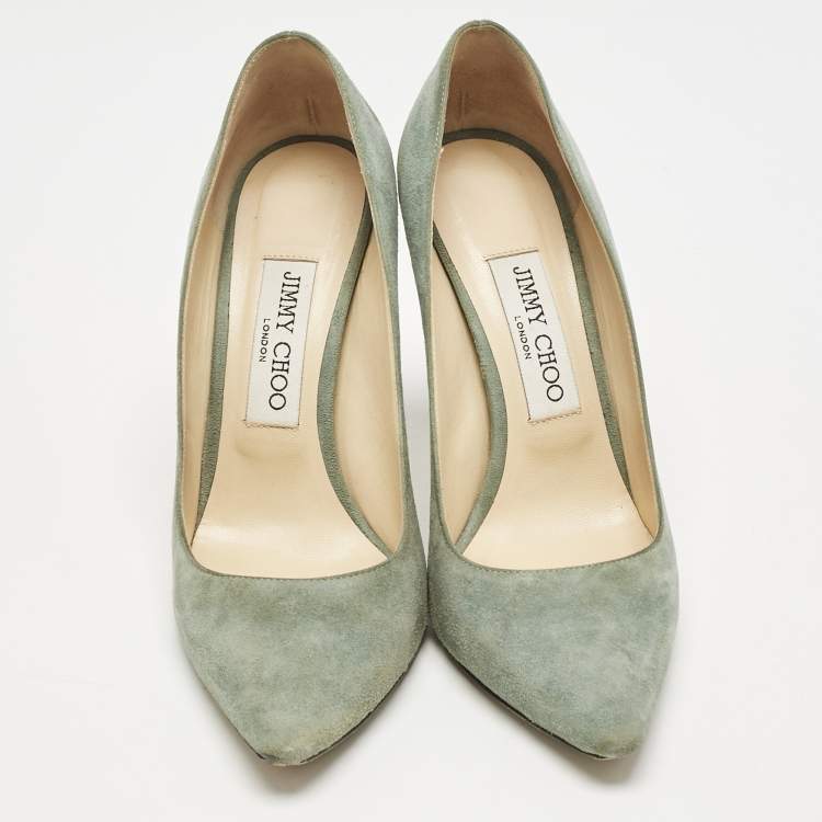 Pre Owned Jimmy Choo Light Blue Suede Romy Pumps Size 37