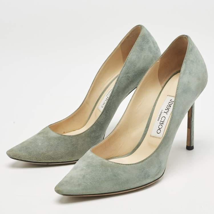 Pre Owned Jimmy Choo Light Blue Suede Romy Pumps Size 37