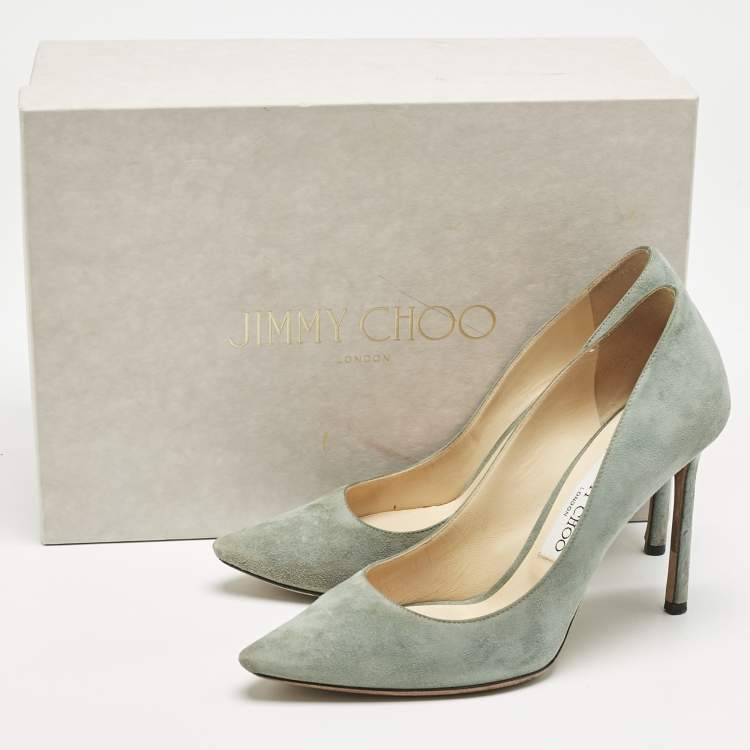 Pre Owned Jimmy Choo Light Blue Suede Romy Pumps Size 37